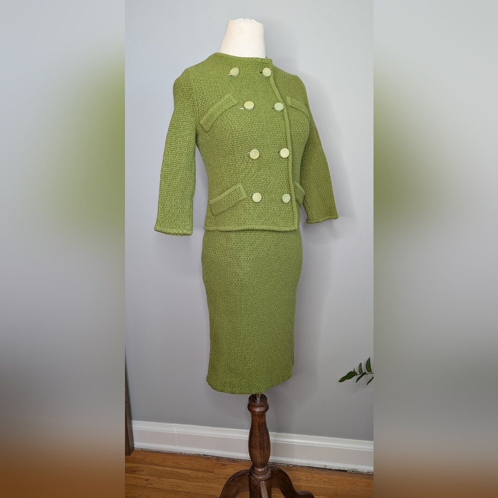 Vintage 1960's green wool knit set
